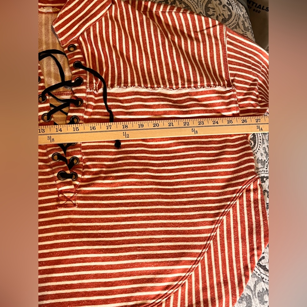Pilcro by Anthropologie Red Cream Striped Sweatshirt Large - Picture 8 of 12